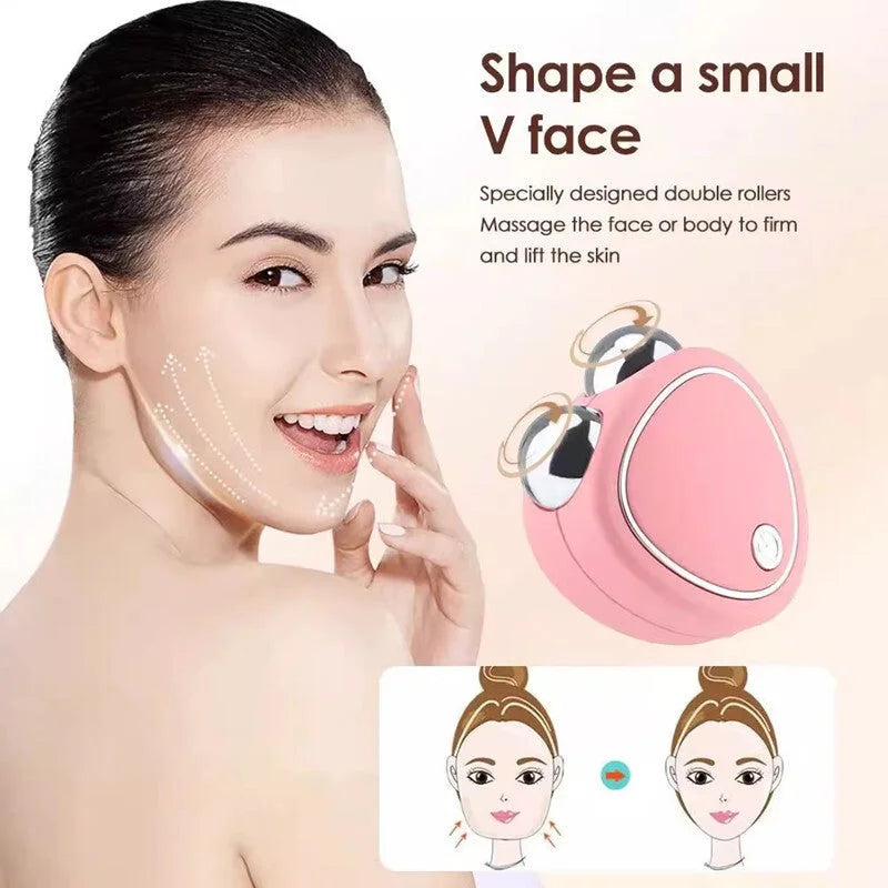 Pink Microcurrent Face Lifting Massager - Sonic Vibration