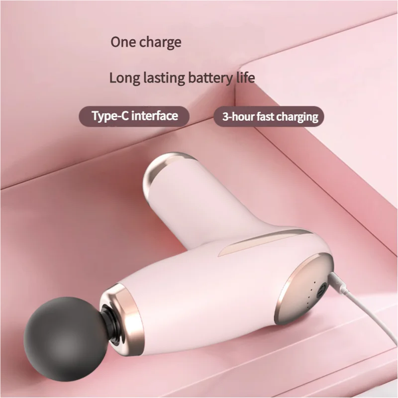 Pink Mini Portable Fascia Gun - 6-Speed Adjustable Muscle