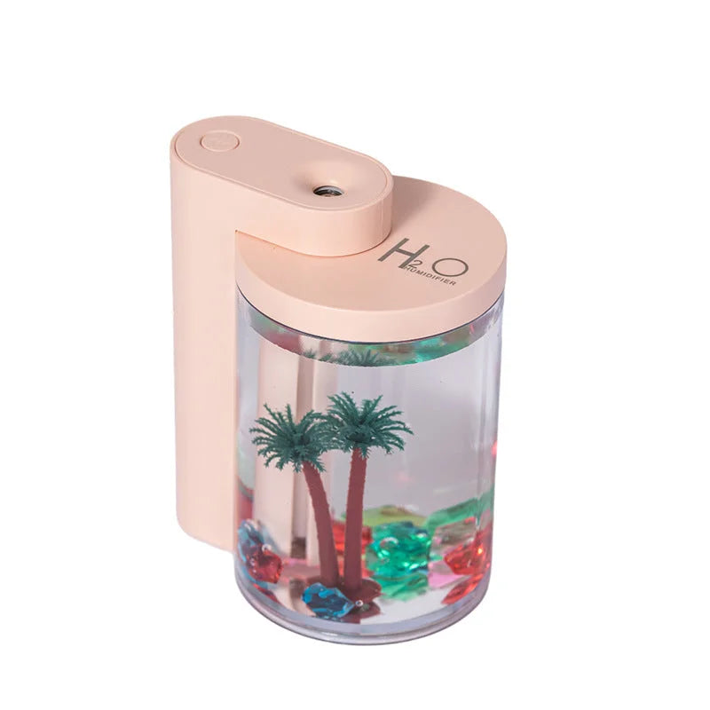 Pink Mini USB Micro Landscape Humidifier - 260ml Cool Mist