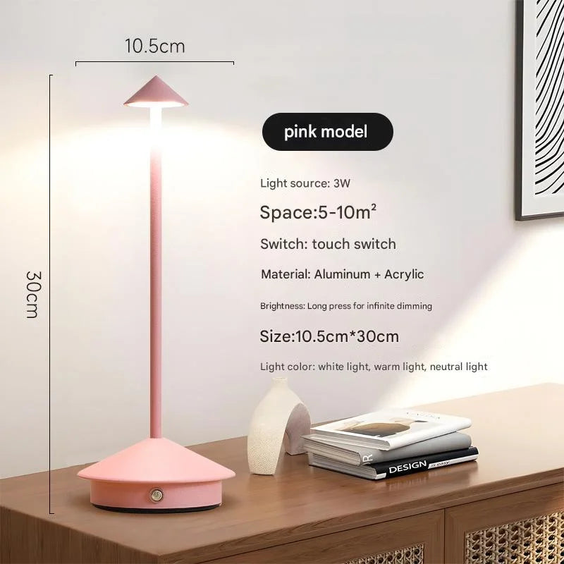 Pink Modern Minimalist Aluminum LED Mushroom Night Light