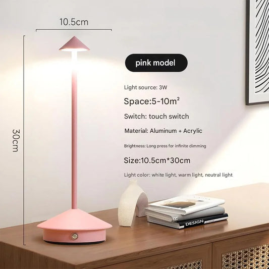Pink Modern Minimalist Aluminum LED Mushroom Night Light