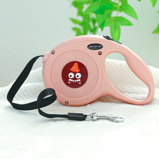 Pink Monster 5m Cartoon Retractable Dog Leash for Golden