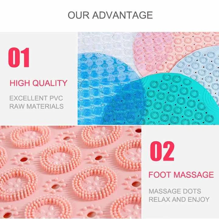Pink Non-Slip Round Shower Foot Scrubber Mat - Soft