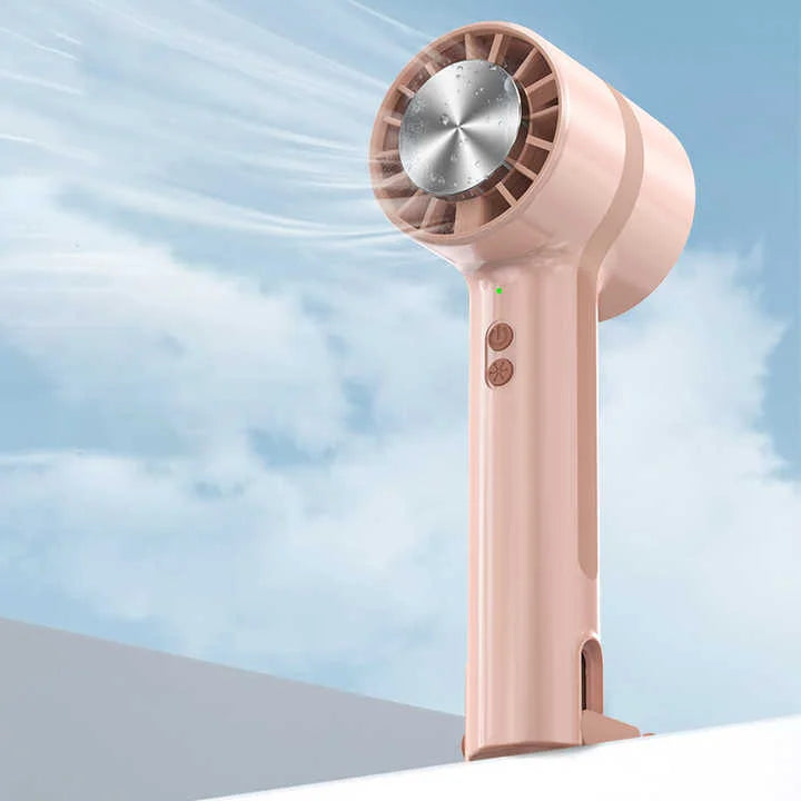 Pink Outdoor Handheld Cooling Fan - Mini Macaron Portable