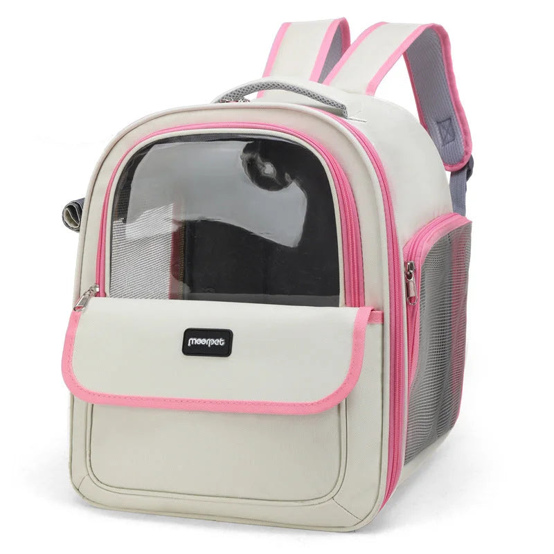 Pink Pet Carrier Backpack - Space Capsule Design for Cats &