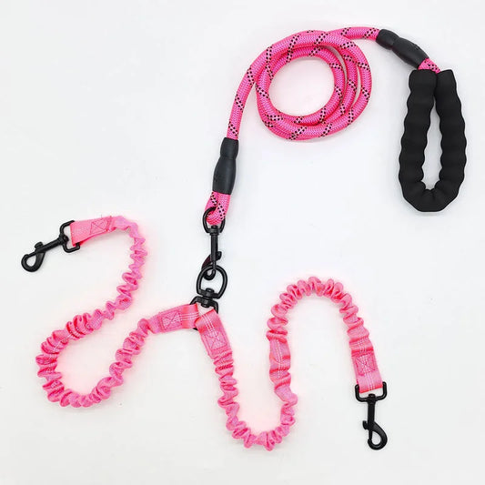 Pink Pet Double-Ended Rope + 1.5M Leash - Easy to walk two