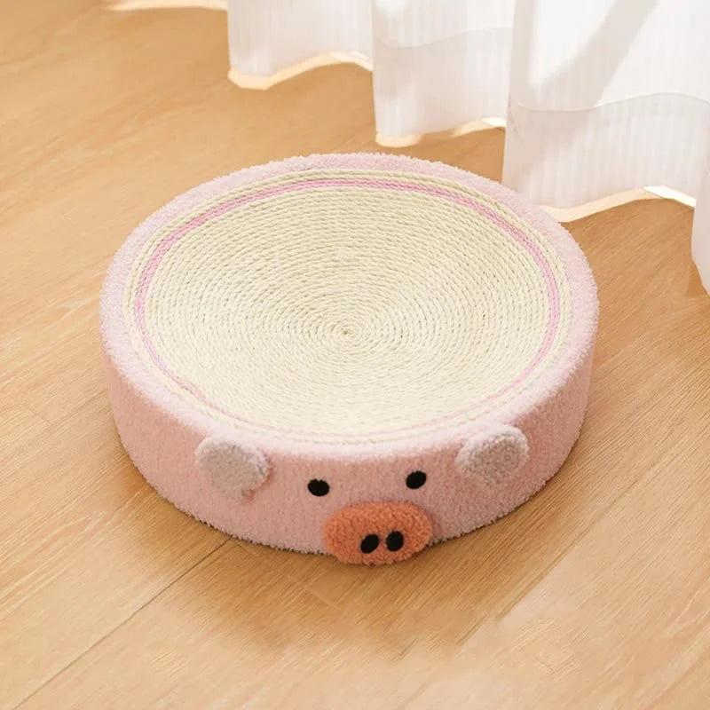Pink Pig Cat Scratcher Bed - Cute Animal Design Sisal Pad