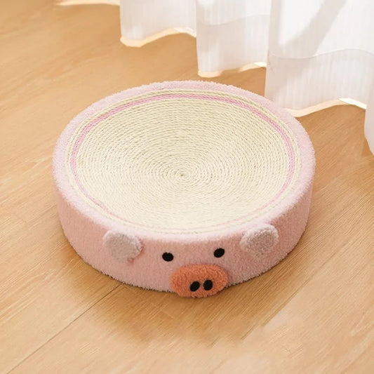 Pink Pig Cat Scratcher Bed - Cute Animal Design Sisal Pad