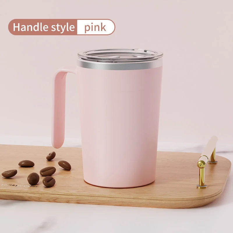 Pink Portable Automatic Mixing Coffee Cup - Stainless Steel