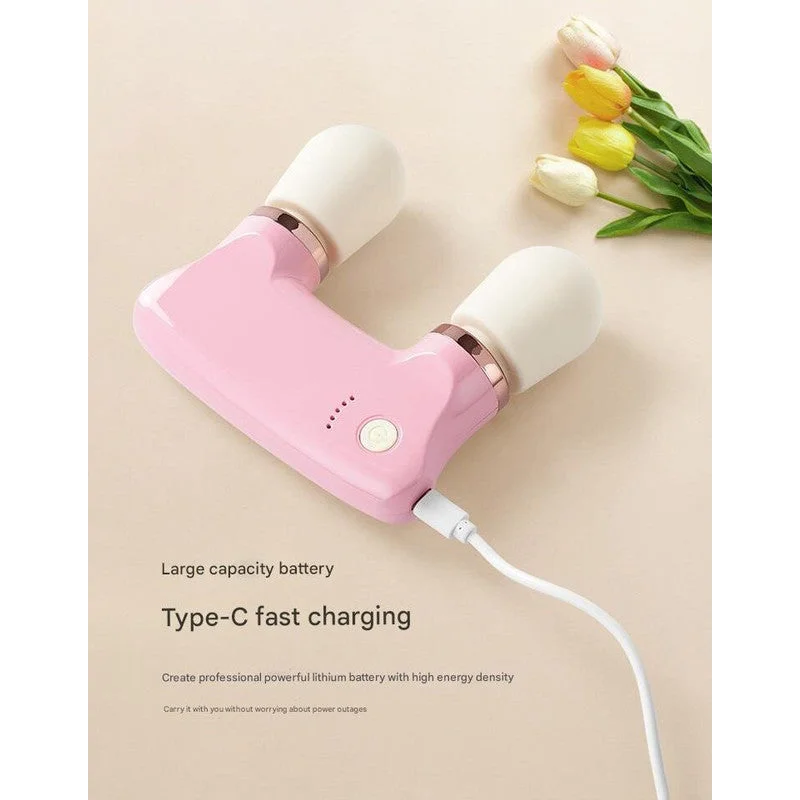 Pink Portable Dual Head Mini Massager - 5 Modes Quiet