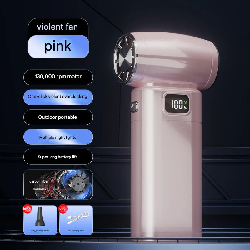 Pink Portable High-Speed Turbo Fan & Air Duster - 130,000