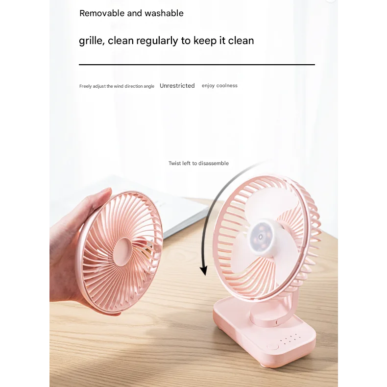 Pink Portable Mini Fan - Compact Quiet and Rechargeable