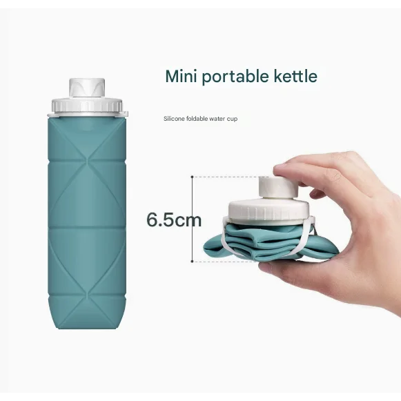 Pink Portable Silicone Collapsible Water Bottle