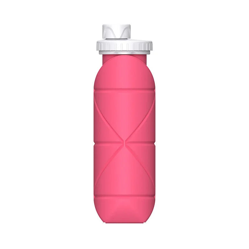 Pink Portable Silicone Collapsible Water Bottle Foldable Sports