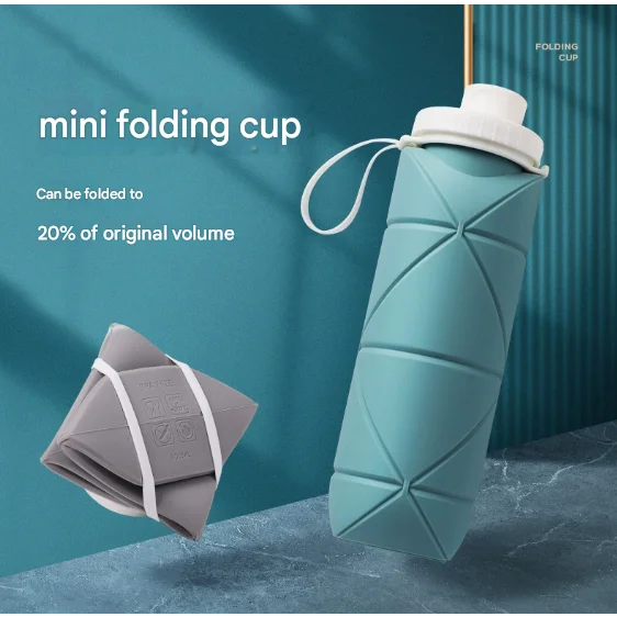 Pink Portable Silicone Collapsible Water Bottle - Foldable