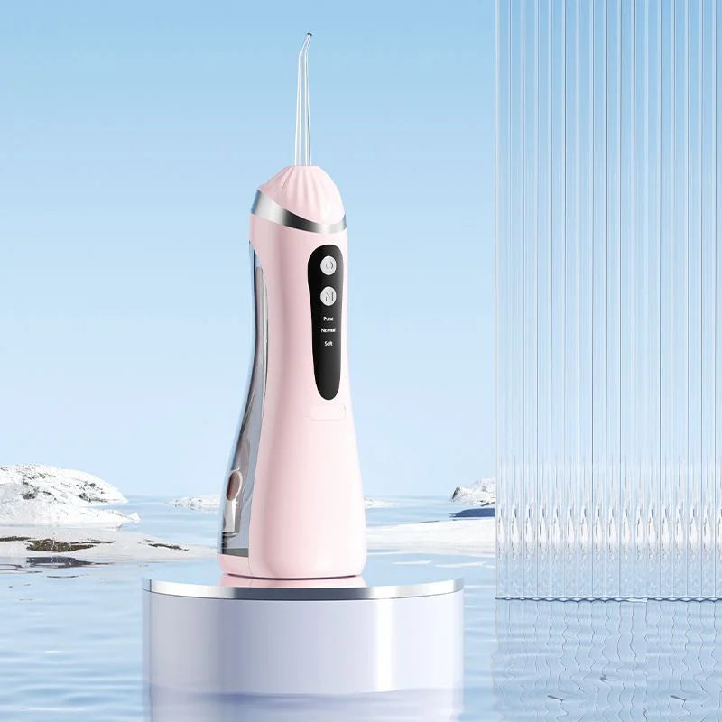 Pink Portable Ultrasonic Oral Irrigator with 3 Cleaning