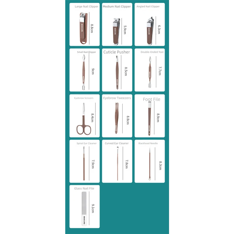 Pink Premium 13-in-1 Manicure & Grooming Kit - Professional