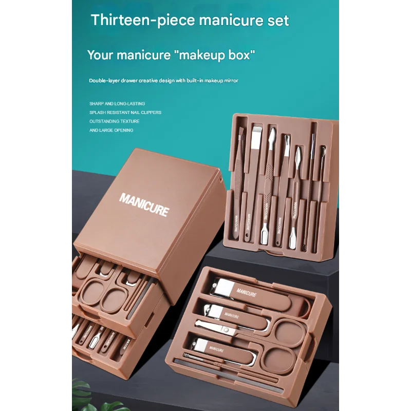Pink Premium 13-in-1 Manicure & Grooming Kit - Professional