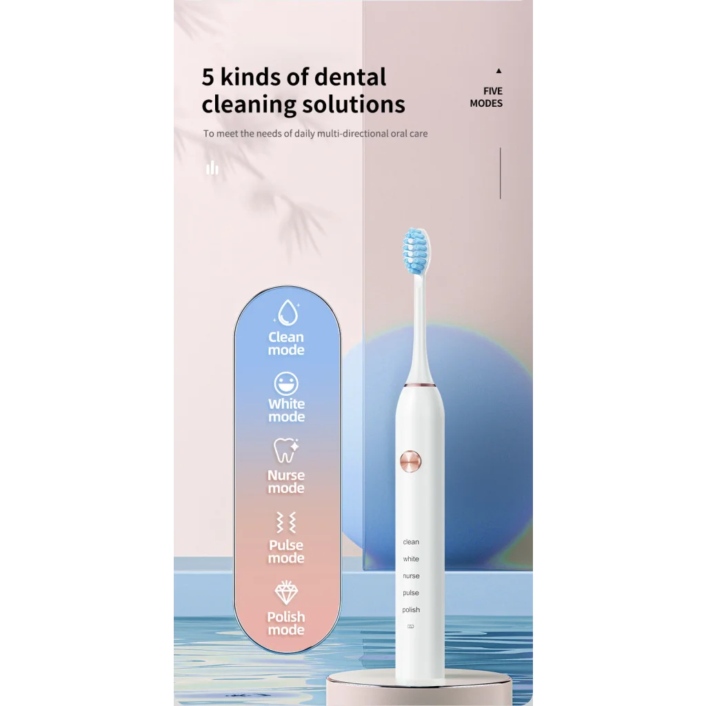 Pink Professional Sonic Toothbrush for Adults - 5 Modes