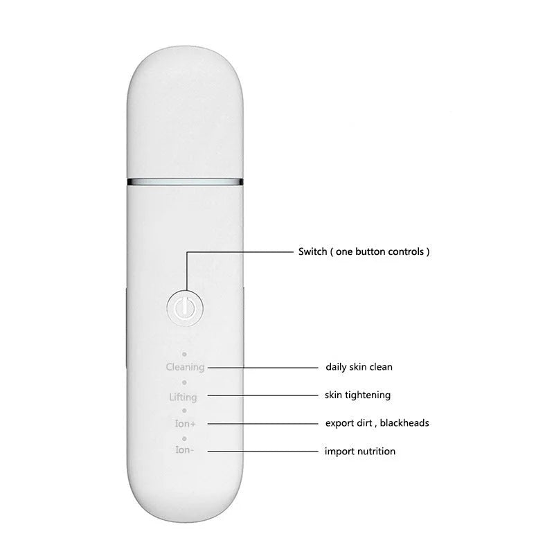Pink Professional Ultrasonic Skin Scrubber - 4-in-1 Facial