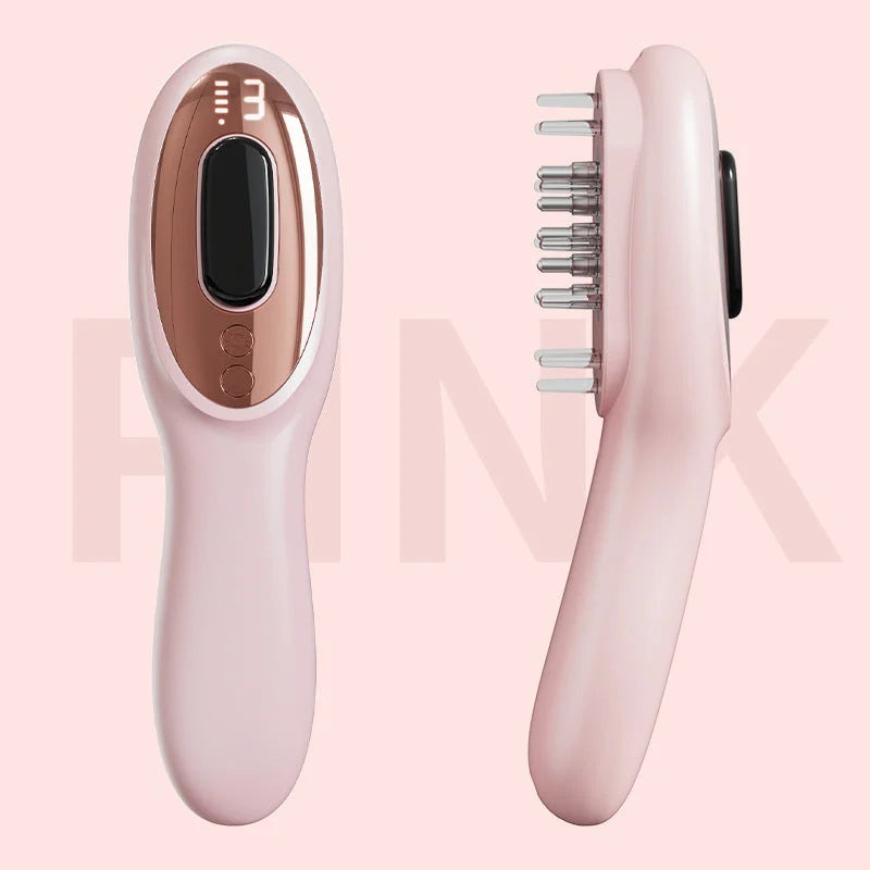 Pink Rechargeable Electric Scalp Massager with Red & Blue