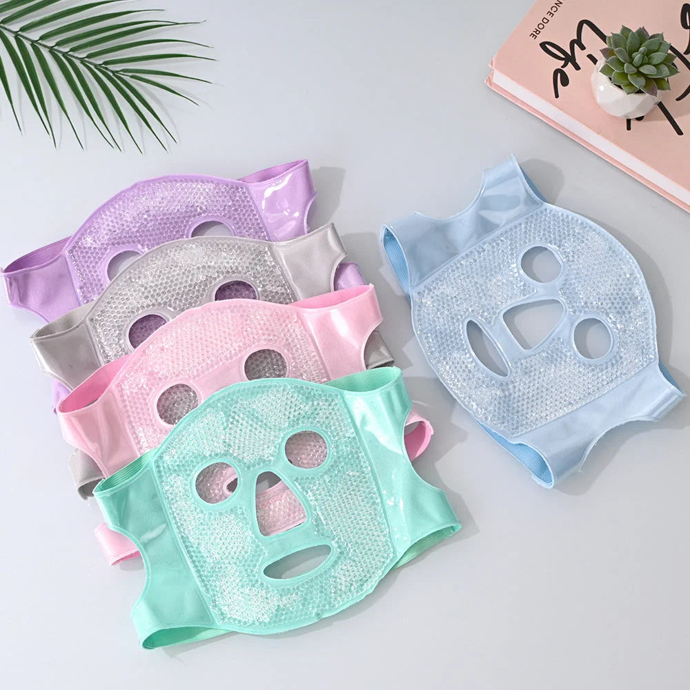 Pink Reusable Cooling Gel Bead Face Mask and Eye