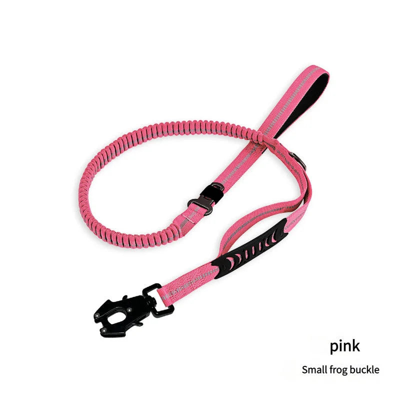 Pink Shock Absorbing Dog Leash with Reflective Stitching 135cm