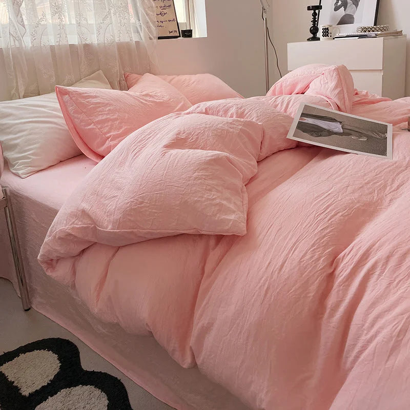 Pink Solid Color Solid Color Solid Color 1.5m Bed Fitted