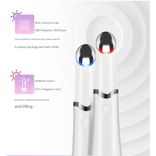 Pink Sonic Eye & Lip Massager with Red & Blue Light Therapy