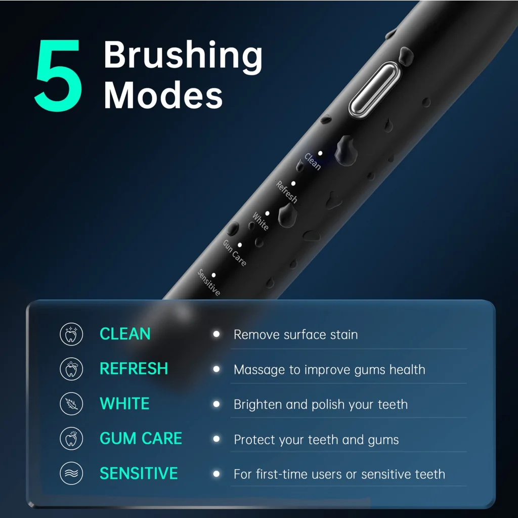 Pink Sonic Rechargeable Electric Toothbrush with 8 Heads &