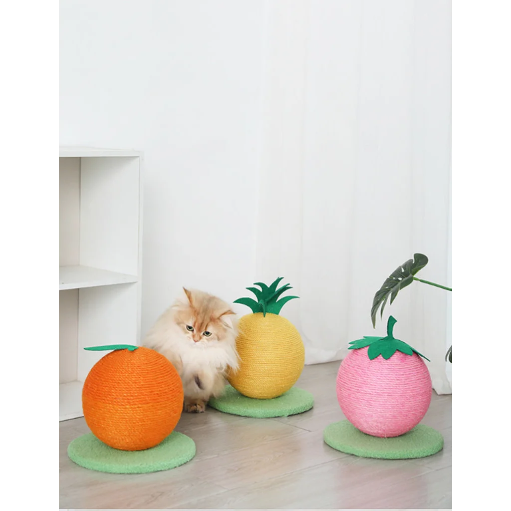 Pink Strawberry And Green Base Fun Fruit Shaped Sisal Cat