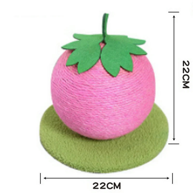Pink Strawberry And Green Base Fun Fruit Shaped Sisal Cat