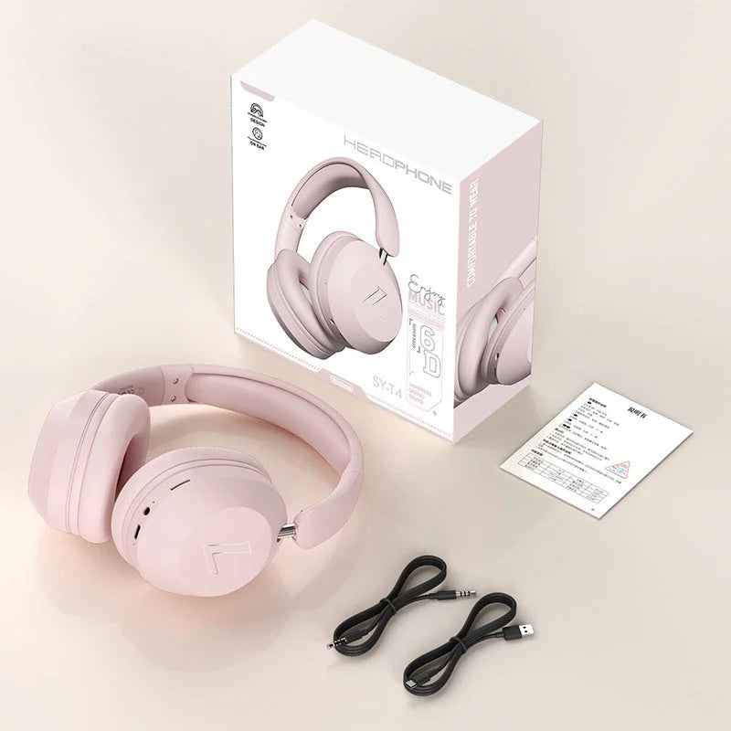 Pink SY-T4 luetooth Music Headset - New Wireless Over-Ear