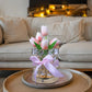 Pink tulips LED Crystal Flower Table Lamp - USB