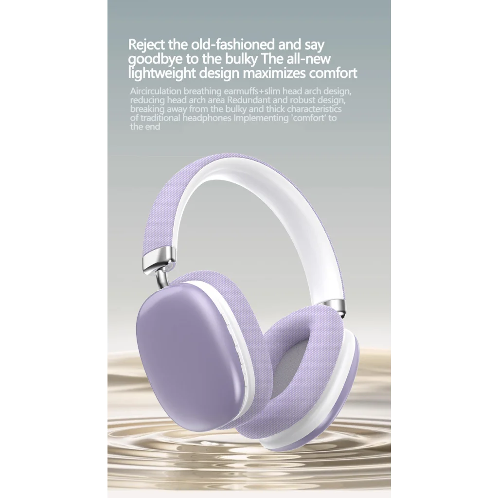 Pink Wireless Bluetooth Headphones - Over-Ear Deep Bass