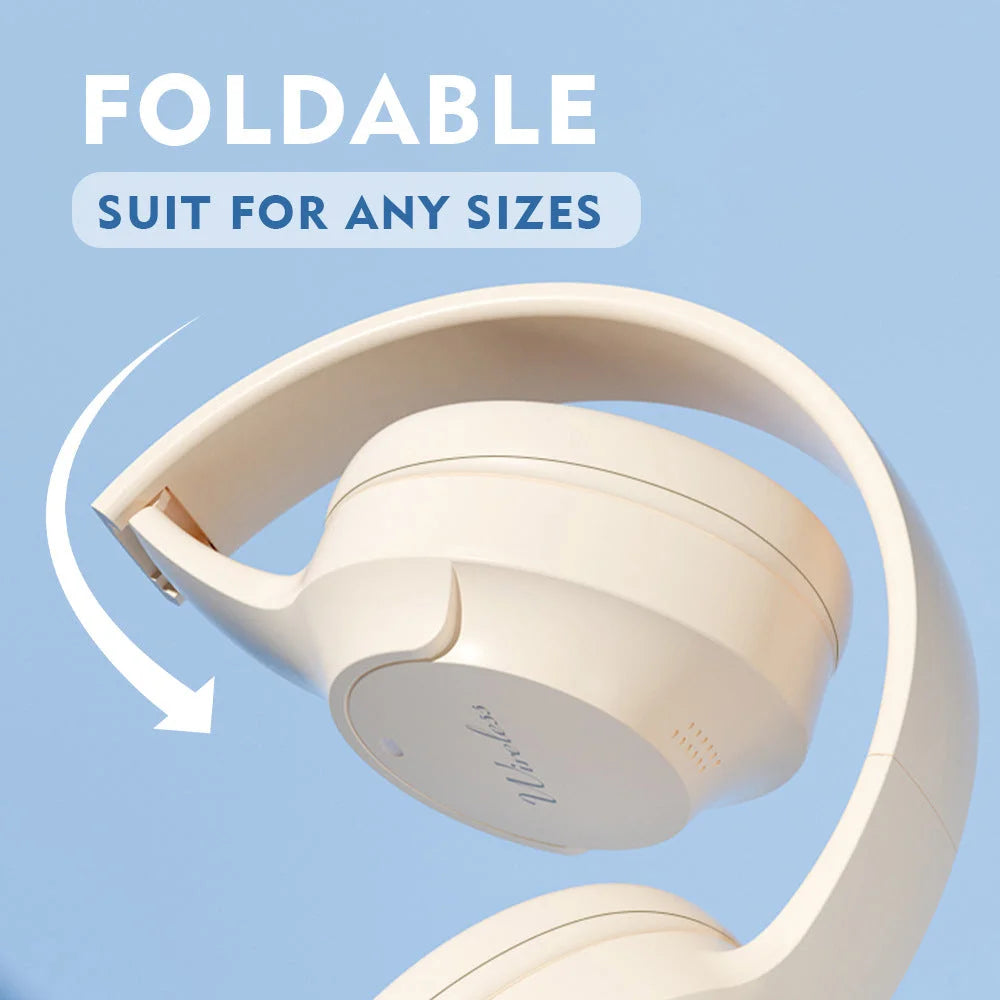Pink Wireless Bluetooth Headphones with Hi-Fi Bass Foldable