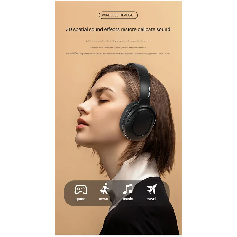 Pink Wireless Over-Ear Headphones - Bluetooth 5.0 Long