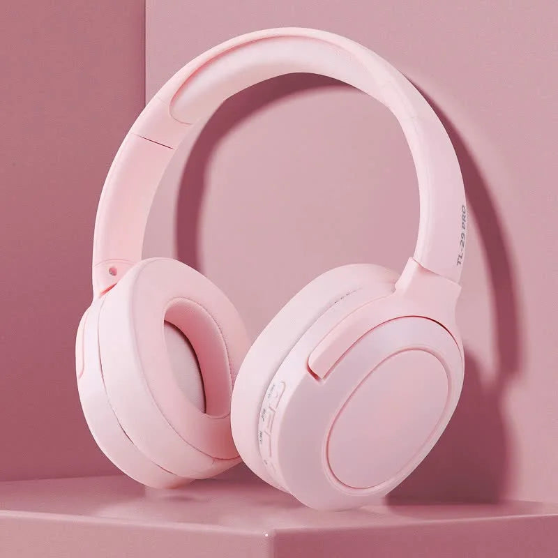 Pink Wireless Over-Ear Headphones - Bluetooth 5.0 Long