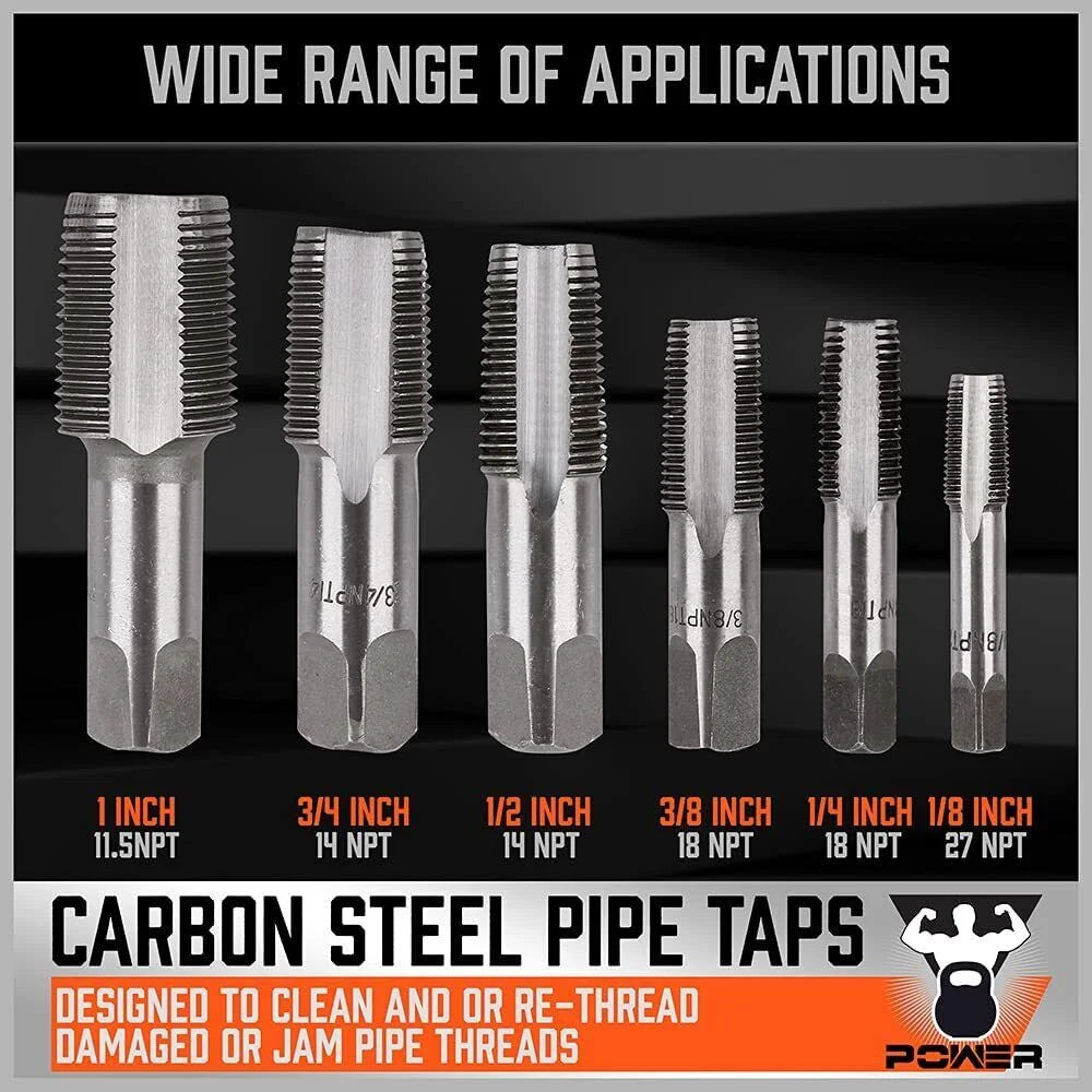 Pipe Tap Set HORUSDY 6Pc NPT Thread Screw Tool 1/8’’ to 1’’