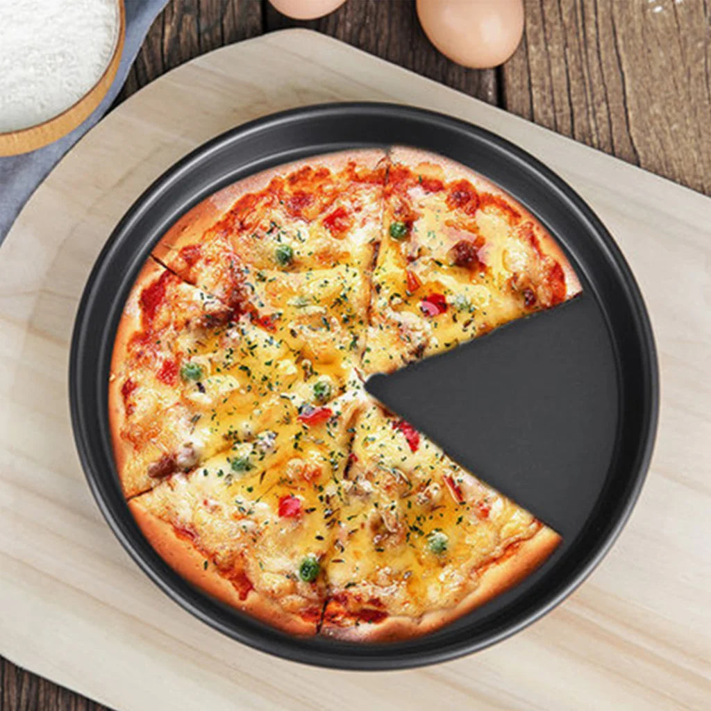 Pizza Tray Set Premium 6X 9-Inch Round Black Steel Non-Stick Oven Baking Plate Pan