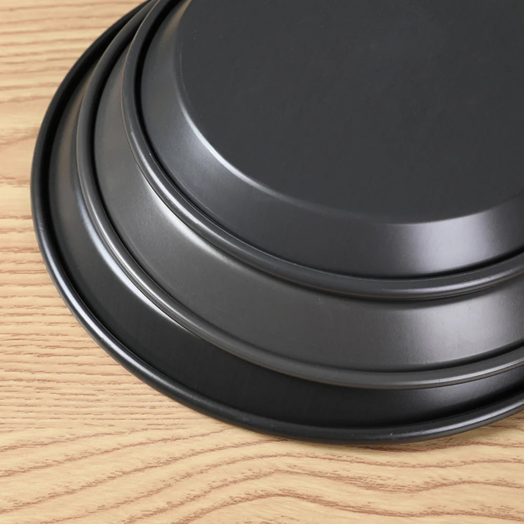 Pizza Tray Set Premium 6X 9-Inch Round Black Steel Non-Stick Oven Baking Plate Pan