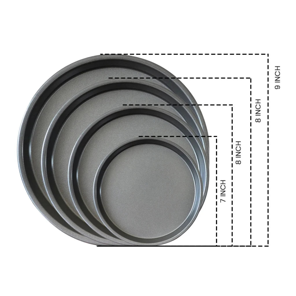 Pizza Tray Set Premium Round Black Steel Non-Stick Oven Baking Plate Pan
