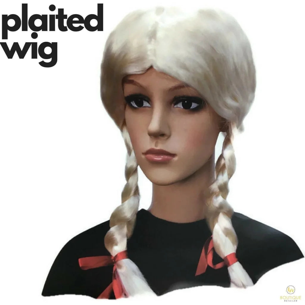 PLAITED WIG Braided Costume Party Hair Schoolgirl Dress Up School