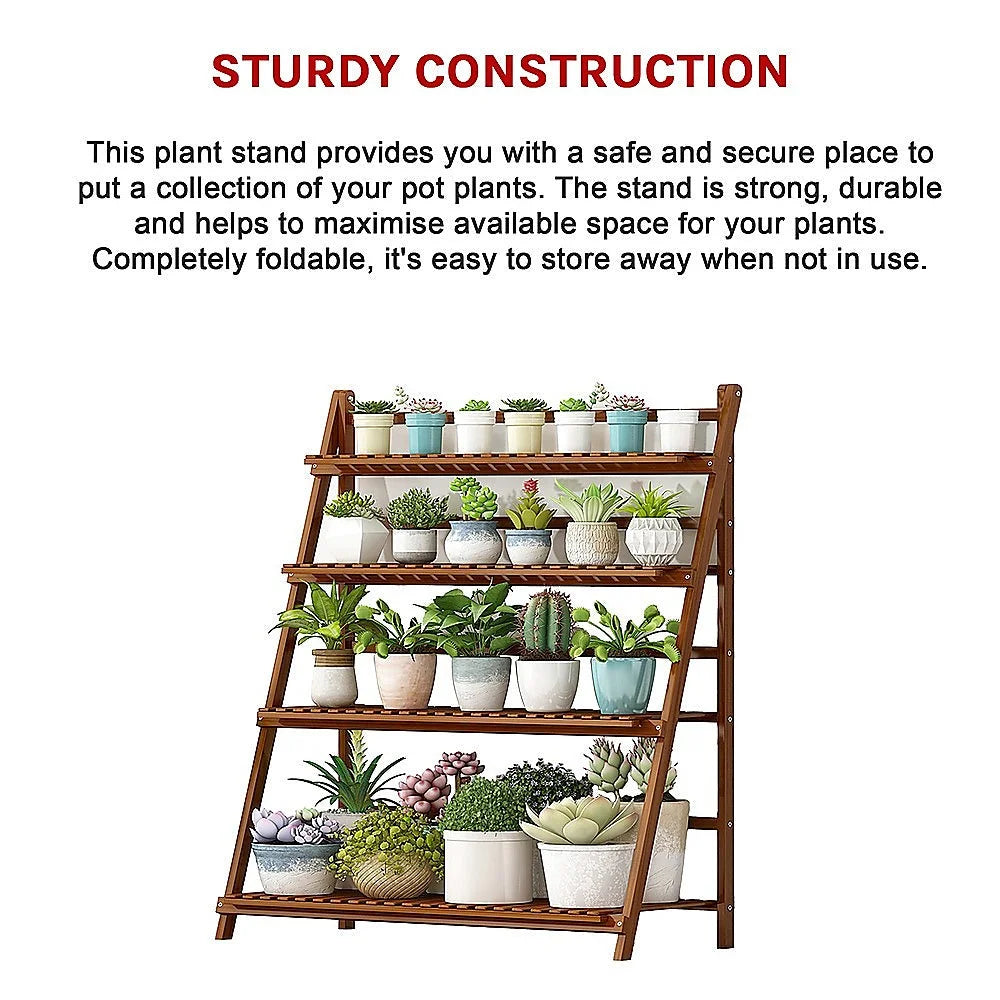 Plant Stand Outdoor Indoor Garden Shelf - Wood Bamboo