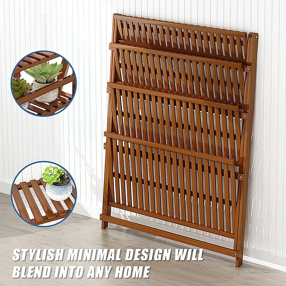 Plant Stand Outdoor Indoor Garden Shelf - Wood Bamboo