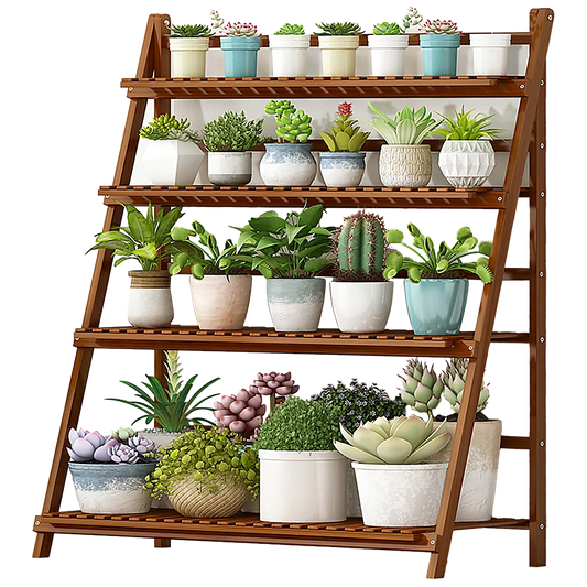 Plant Stand Outdoor Indoor Garden Shelf - Wood Bamboo