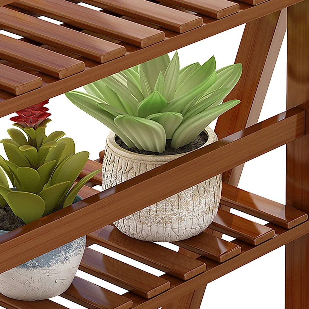 Plant Stand Outdoor Indoor Garden Shelf - Wood Bamboo