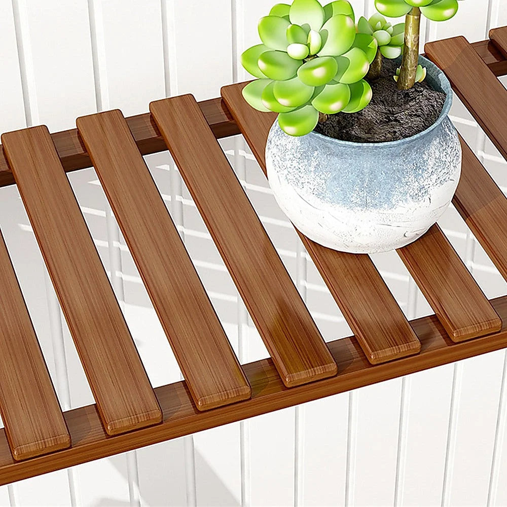 Plant Stand Outdoor Indoor Garden Shelf - Wood Bamboo