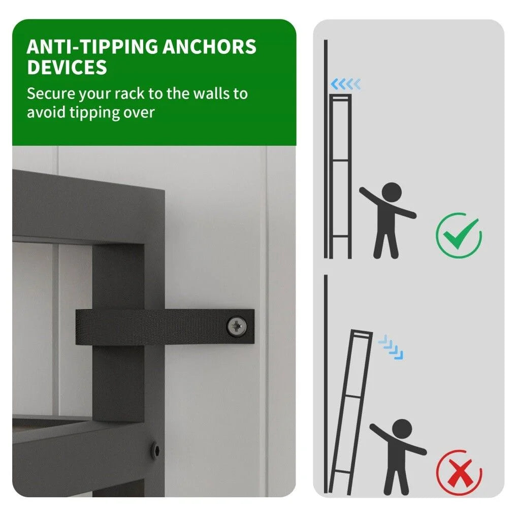 Plant Stand Shelf Rack with Hanging Rod Indoor Outdoor