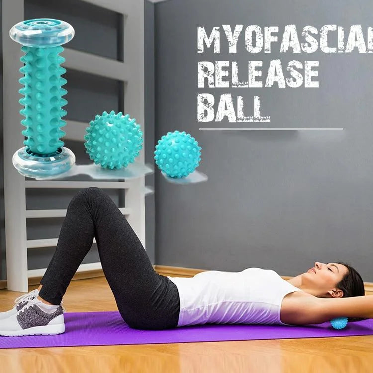 Plantar Fascia Massage Ball Set Blue Foot Bottom Bump